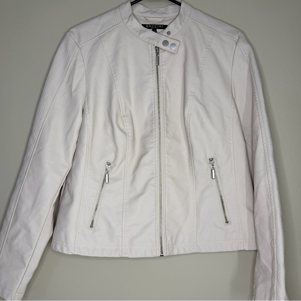 Baccini Women's Off-White Leather Jacket